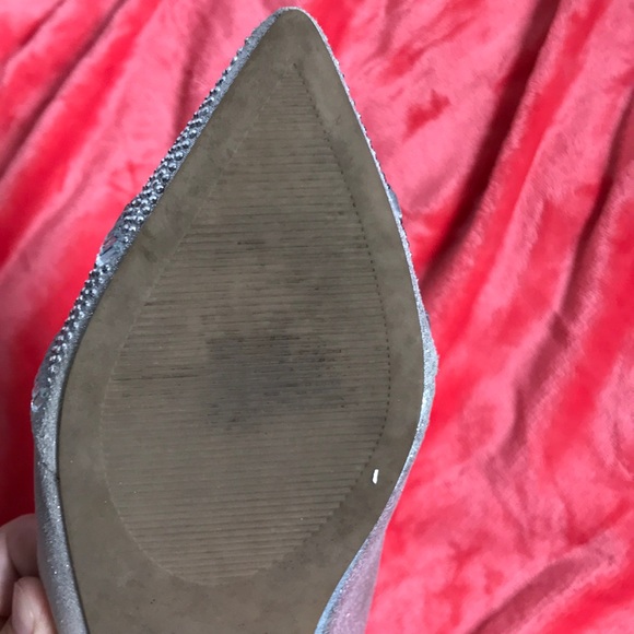 Silver Jewelled Pointed Toe Flats - Picture 4 of 4